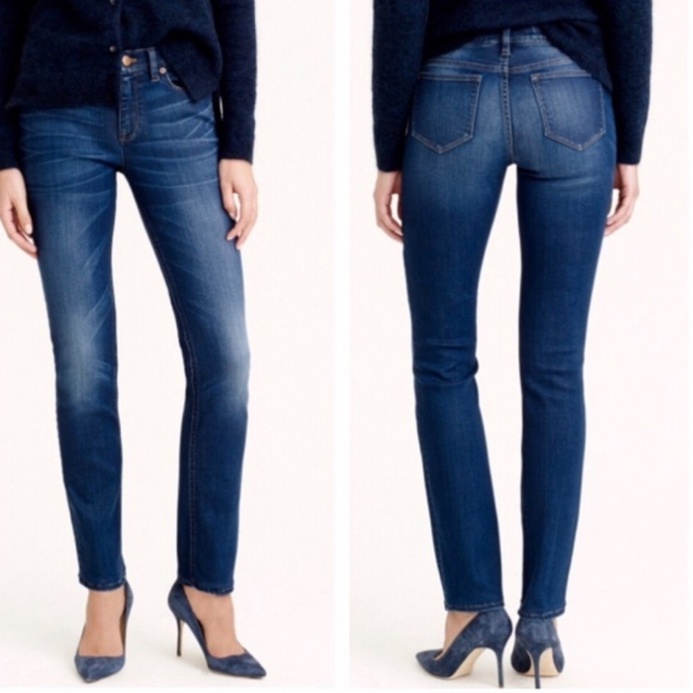 J.Crew Women 26 Old Glory Wash Denim Raw Hem Reid Skinny Straight Fit Jeans